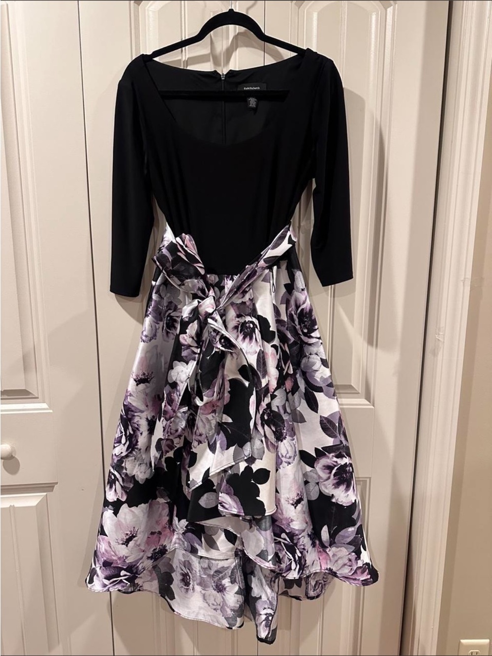 R&M Richards Black Bodice Floral High-Low Dress